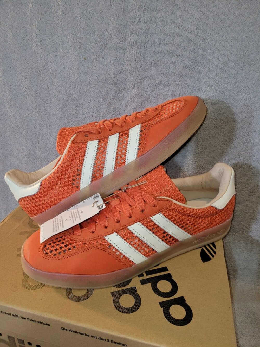 Adidas Gazelle Orange Off White Tan Gum Men's Size 9.5 Sneakers JS0713 (#2832) - Picture 10 of 16